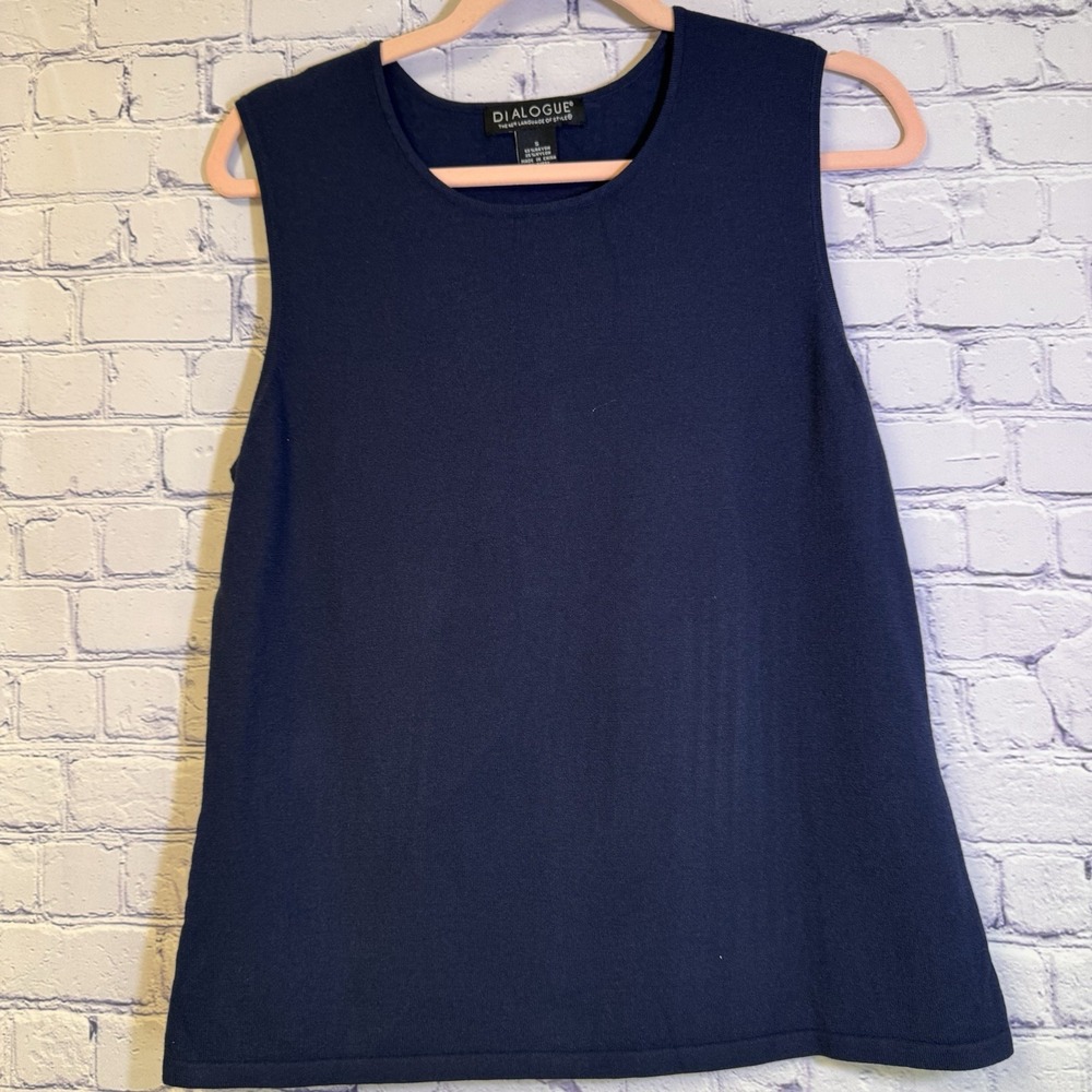 Dialouge Rayon/nylon Dressy Dressy Knit Tank Navy Small - Picture 2 of 4